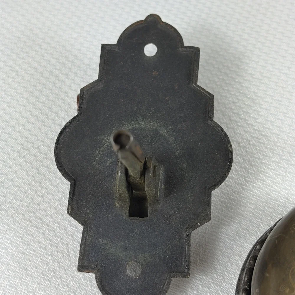 Antique 1872 Victorian Eastlake Mechanical Doorbell with Lever Pull Handle